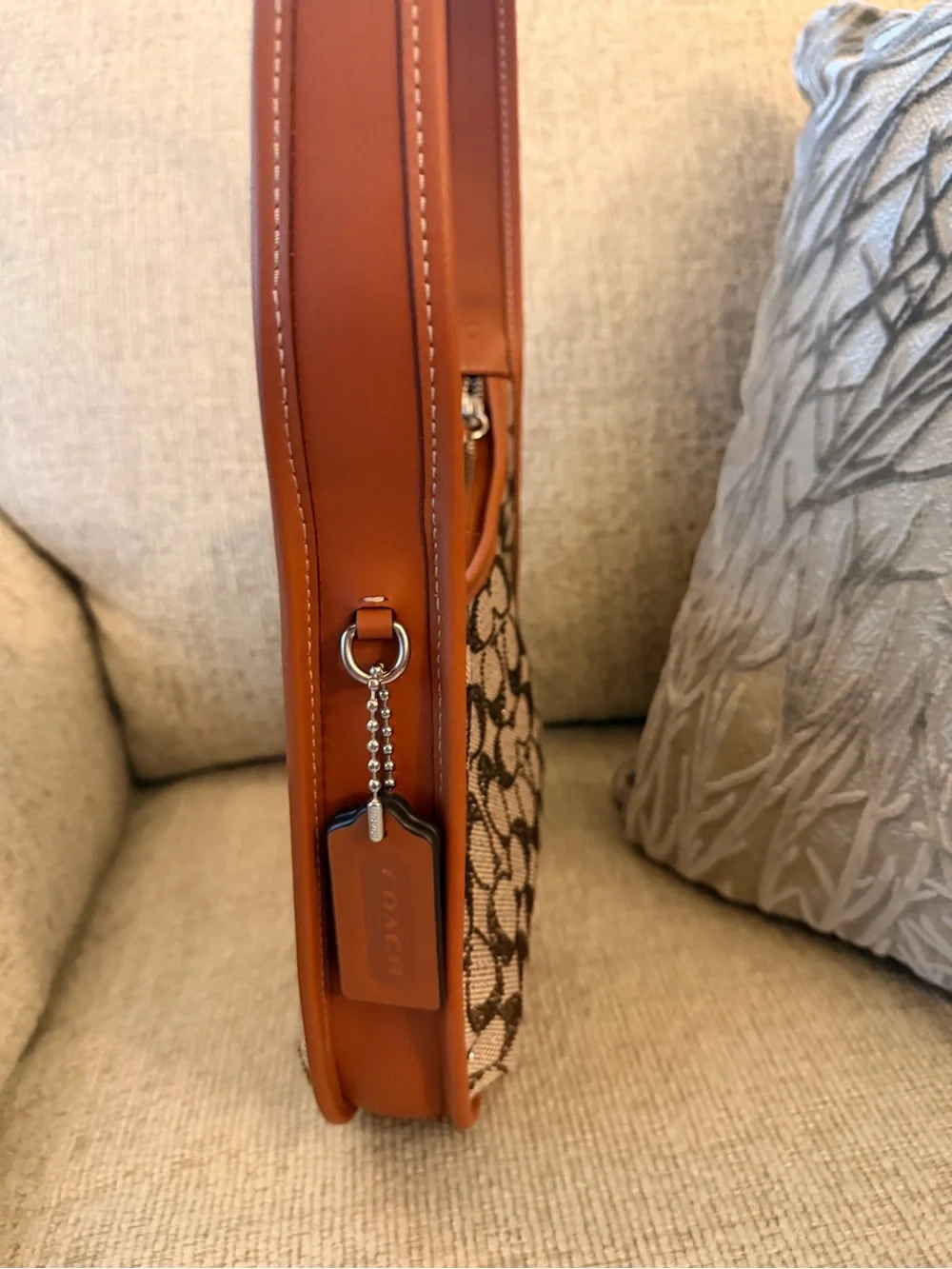 Coach Signature Bedazzled Jacquard Swing Zip Bag